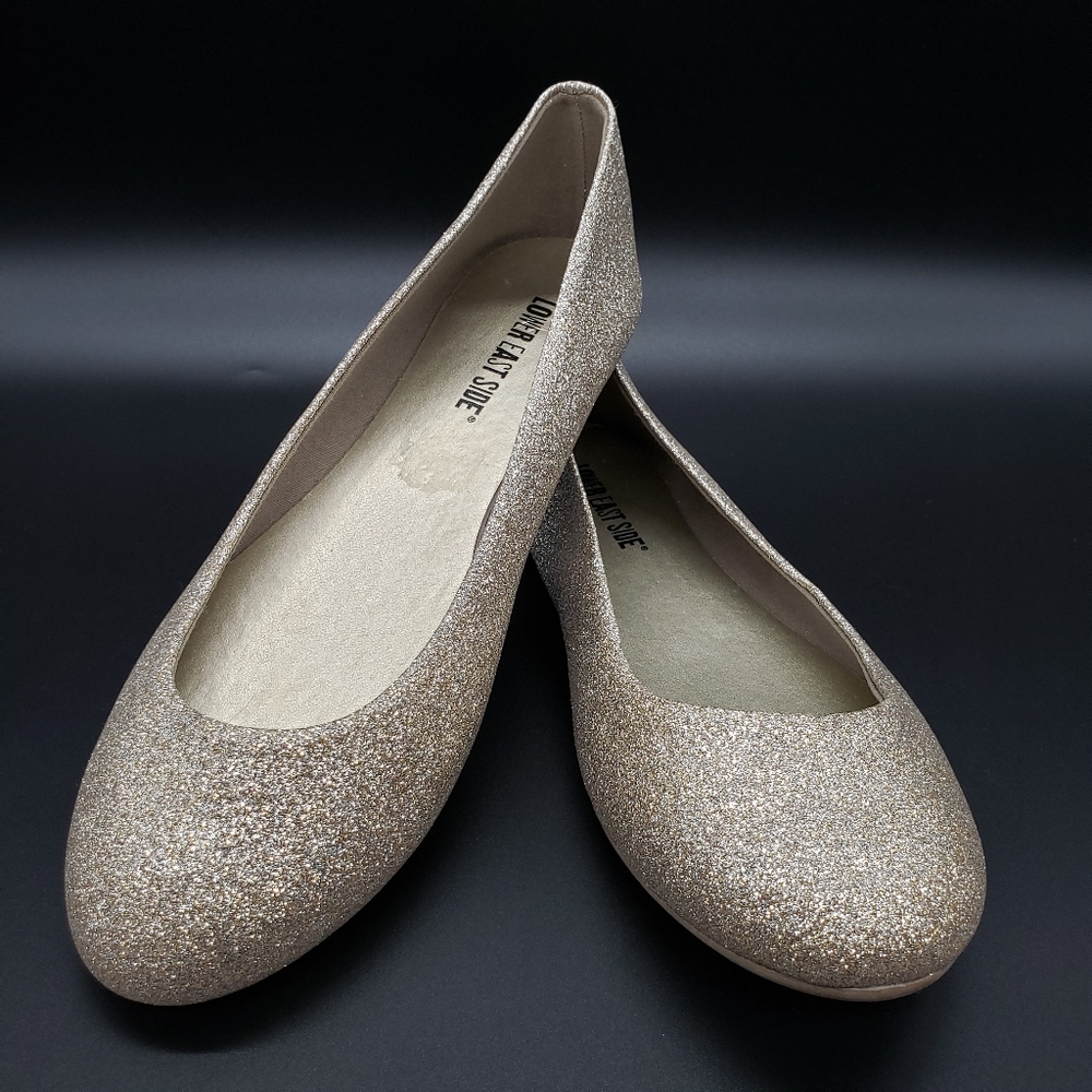 Lower East Side Gold Glitter Ballet Flats